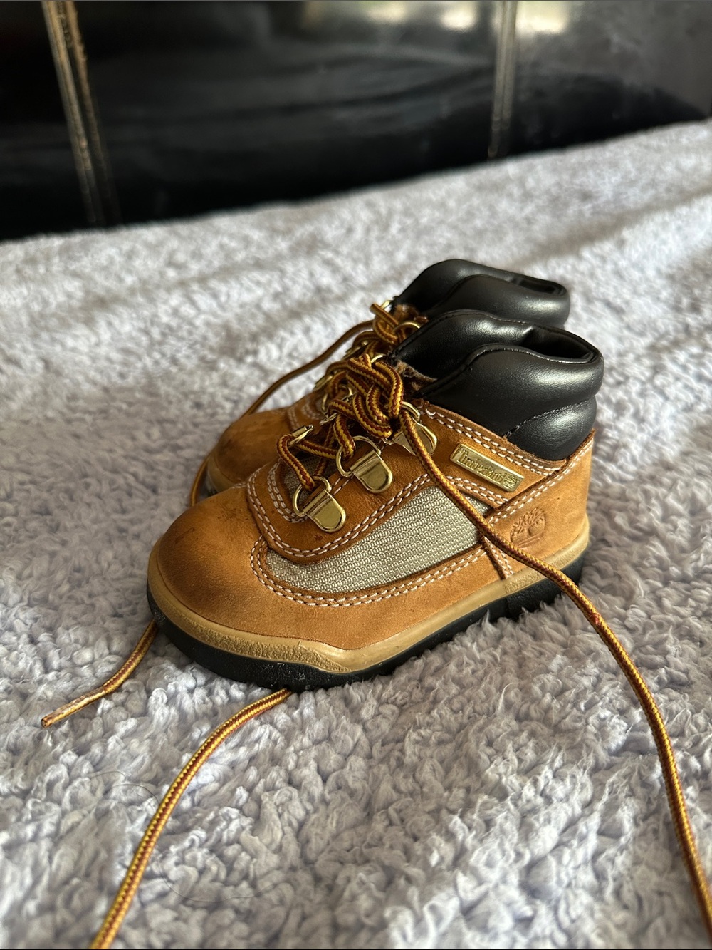 Timberland Kids Tan and Black Leather Hiking Boots